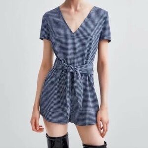 Zara Blue Gingham Romper